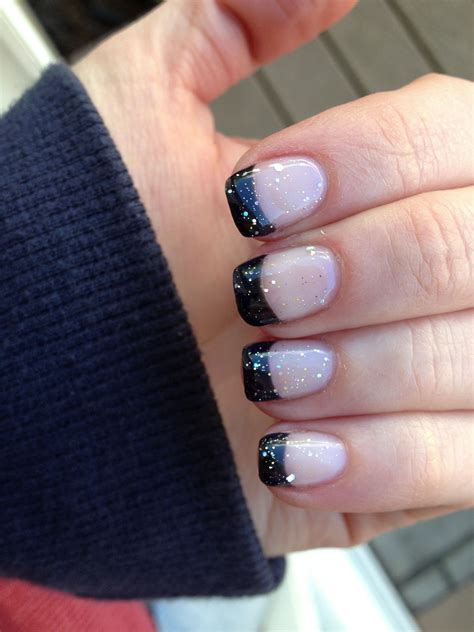 black glitter french nails|classy french manicure with glitter.